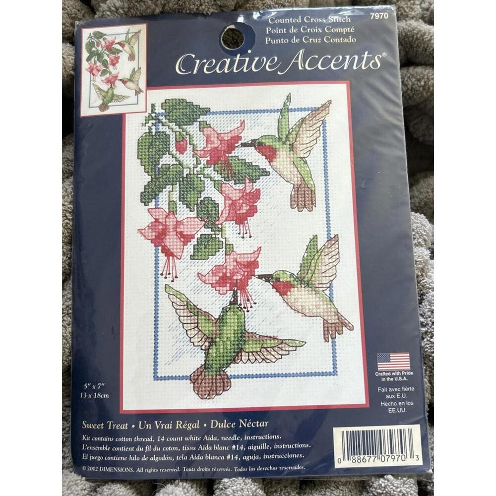 Creative Accents Cross Stitch Kit 7970 Sweet Treat 5x7 Hummingbird New Sealed